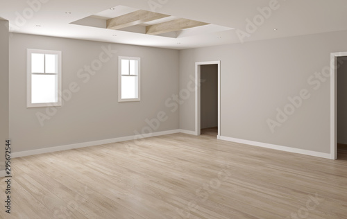 Realistic mock up of empty interior room apartment. 3d render
