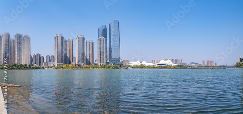 Panorama of the urban scenery of Xiangjiang New District, Changsha City, Hunan Province, China © WR.LILI