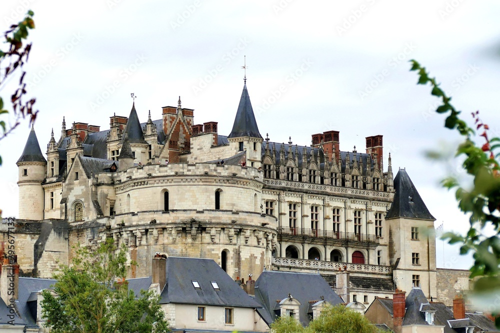 Le château royal dominant la ville d’Amboise au bord de la Loire