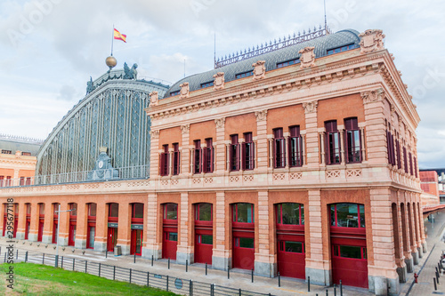 View of the old Atocha train station in Madrid, Spain