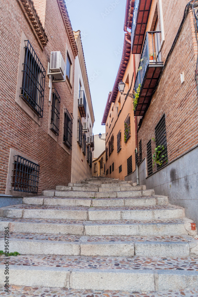 Narrow staircase in the center of Toledo, Spain
