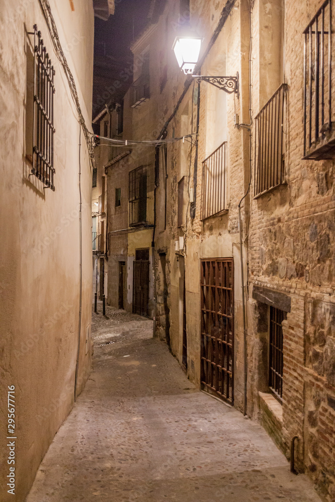 Narrow street in the old town of Toledo, Spain