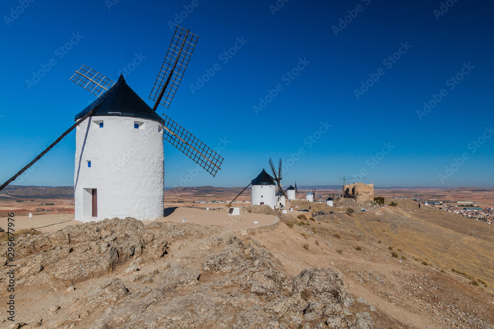 Windmills located in Consuegra village, Spain Windmills located in Consuegra village, Spain