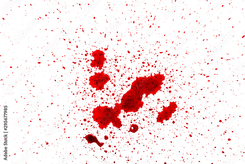 blood stains splashed isolated on white background