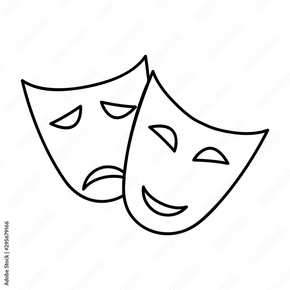 Theater masks line icon, outline vector sign, linear style pictogram isolated on white. Symbol, logo illustration. Theater masks line icon, outline vector sign, linear style pictogram isolated on white. Symbol, logo illustration.