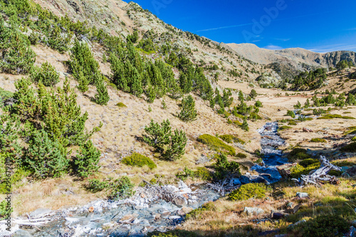 Landscape of Pyrenees mountains near Coma Pedrosa peak, Andorra