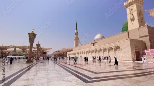 Medina, Saudi Arabia - September 6, 2018: Clips footage of Nabawi’s Mosque exterior building in Medina (Madinah)  photo