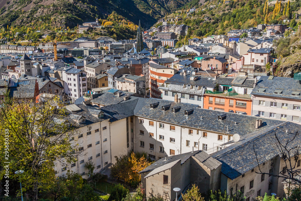 Aerial view of Escaldes-Engordany town, Andorra