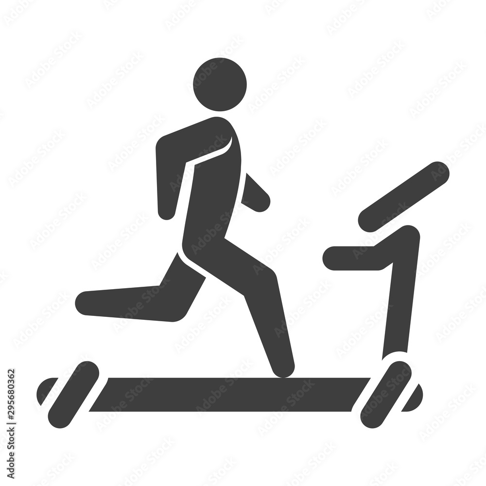 Icon of a man on a treadmill. Vector on a white background