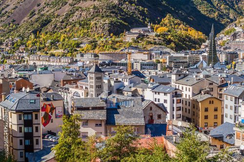 ESCALDES-ENGORDANY, ANDORRA - OCTOBER 28, 2017: Andorra la Vella and Escaldes-Engordany towns, Andorra