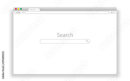 Web browser window. Empty browser window template.