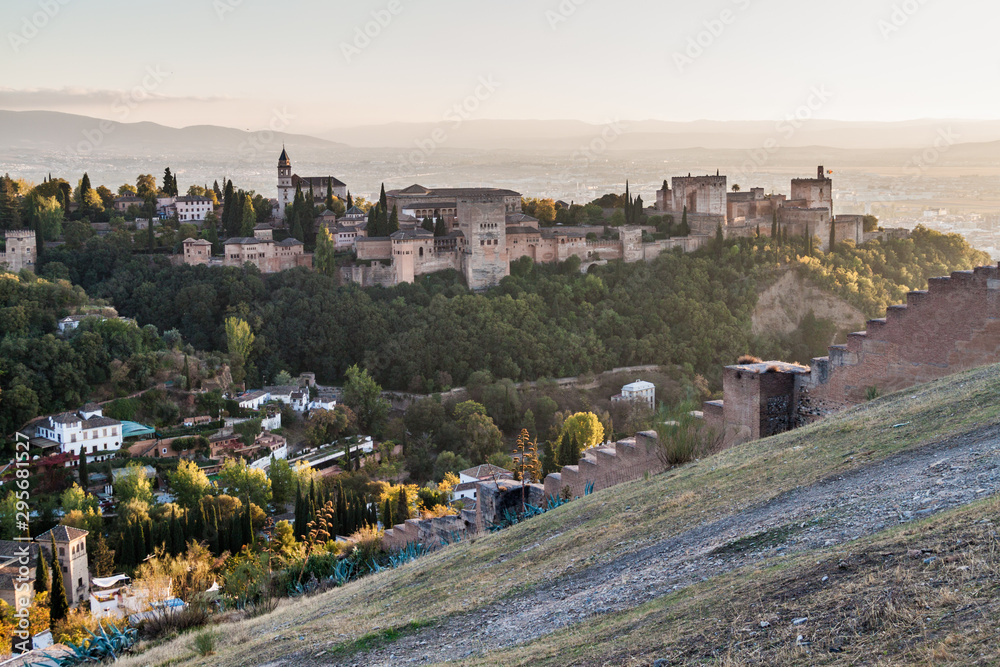 Late afternoon view of Alhambra in Granada, Spain