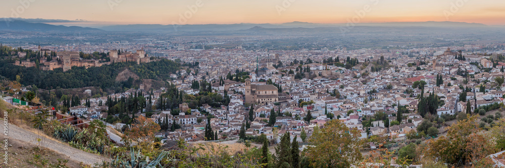 Panorama of Granada during the sunset, Spain