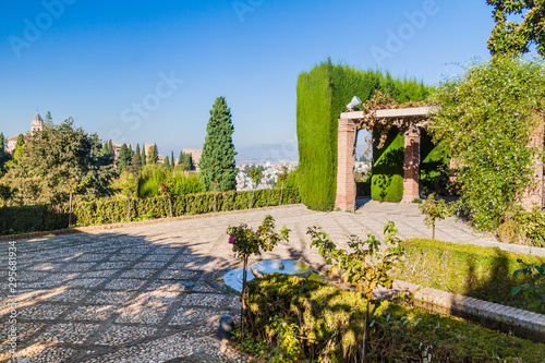 Jardines del Generalife gardens at Alhambra in Granada, Spain photo