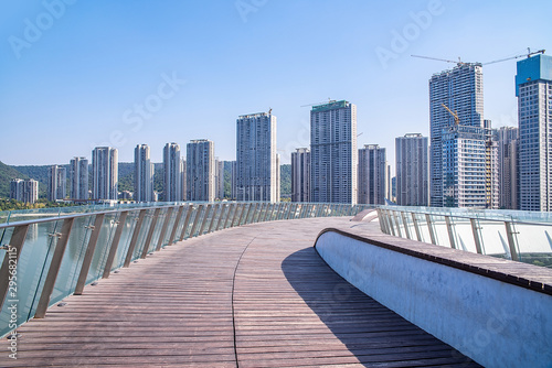 Meixi Lake City Island Viewing Platform and Construction of Intensive Real Estate in Changsha City, Hunan Province, China photo