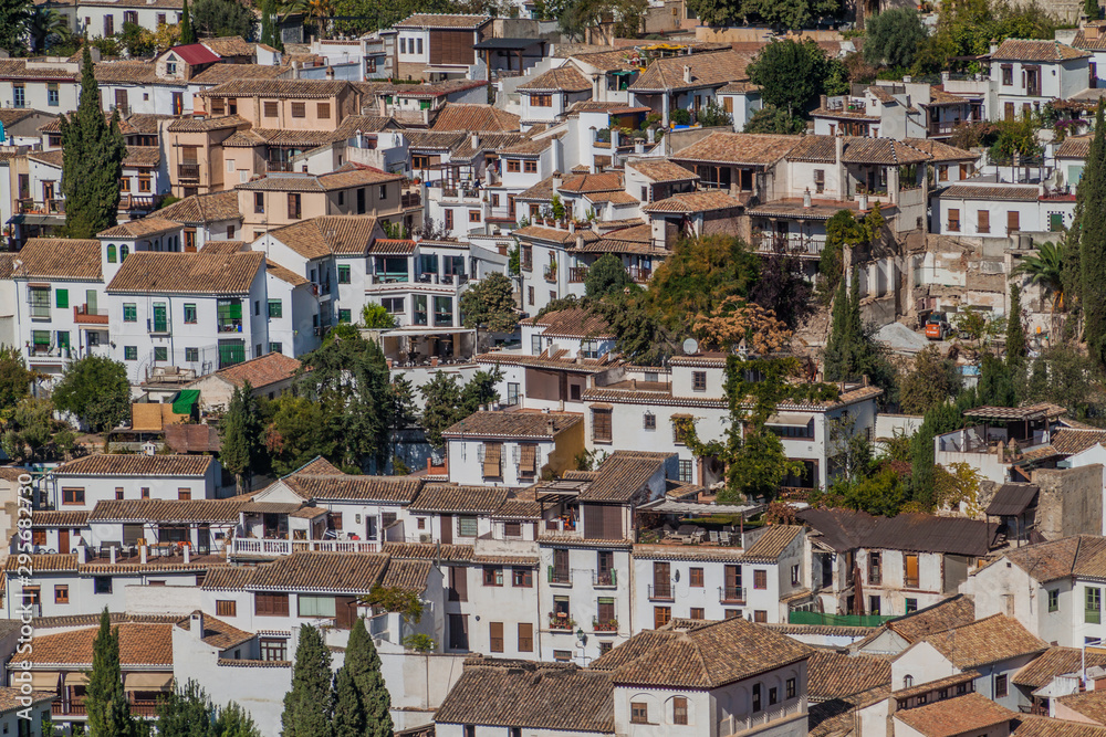 Houses of Albaycin neighborhood in Granada, Spain
