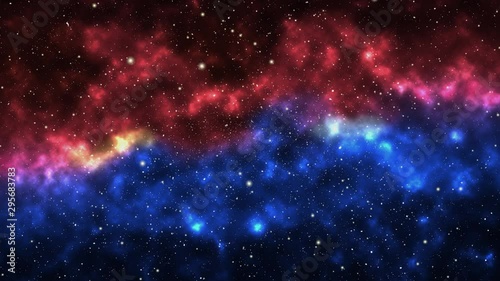 Wallpaper Mural Video of spaceflight. Deep space background. Red and blue colors. 4K resolution.  Torontodigital.ca