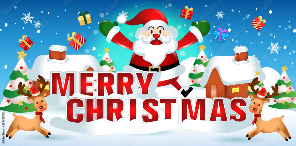 merry christmas.santa claus cute cartoon.for Christmas and Happy New Year background.vector illustration