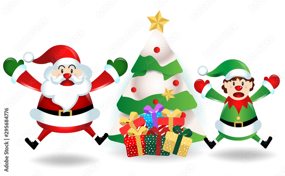 merry christmas.santa claus cute cartoon.for Christmas and Happy New Year background.vector illustration
