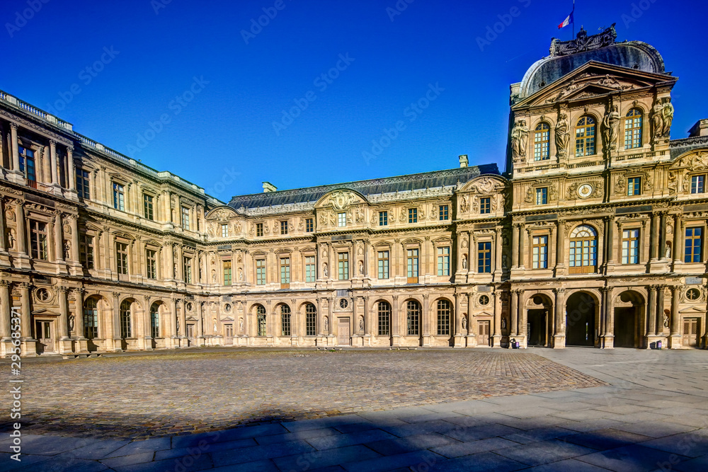 Exteriors of the Louvre Museum in Paris France