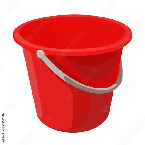 bucket red realistic vector illustration isolated