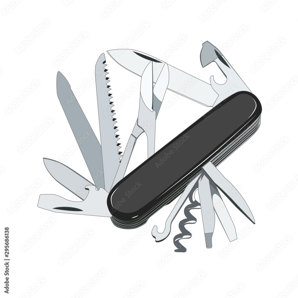 Multi-tool knife realistic vector illustration isolated Multi-tool knife realistic vector illustration isolated