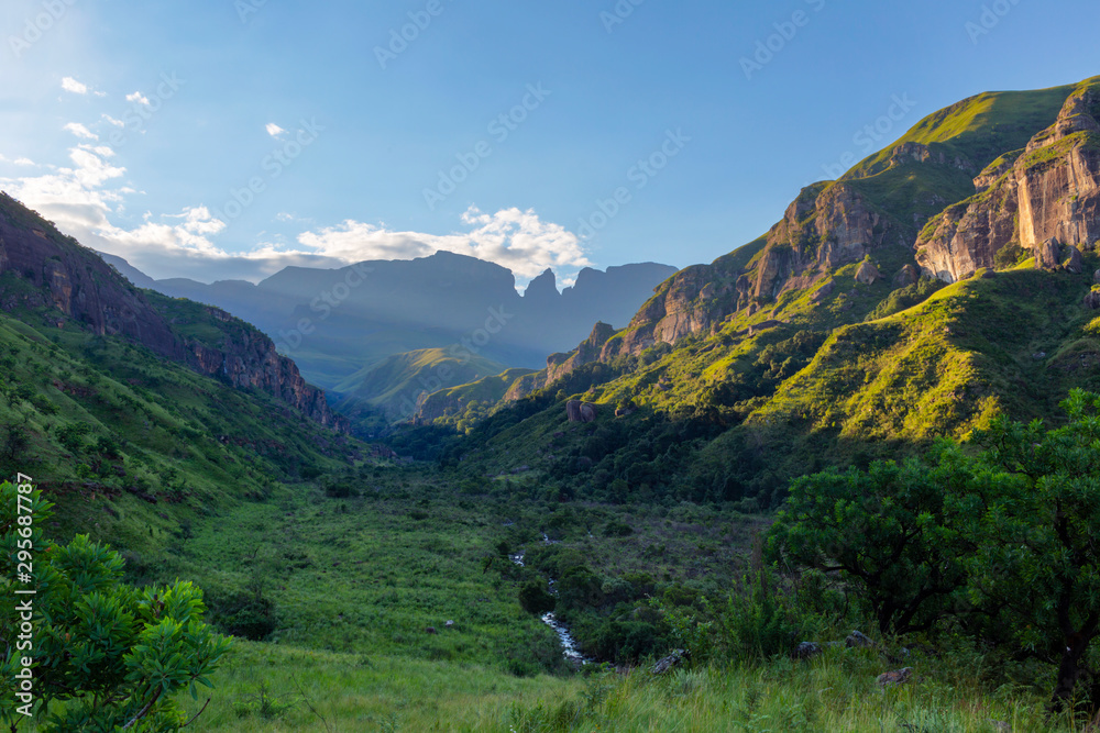 Last rays of the sun in the valley before sunset