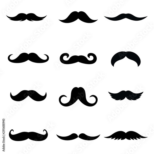 Mustache Icon Set. Vector set of hipster mustache