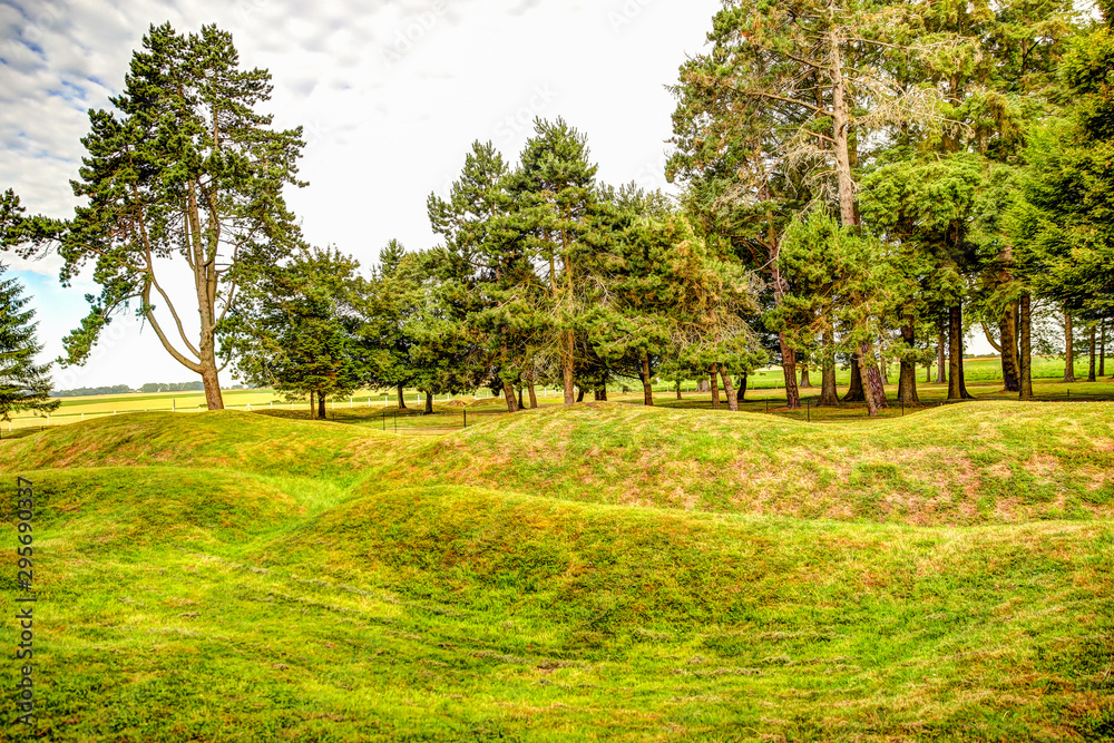 Preserved battlefields at Beaumont Hamel memorial.