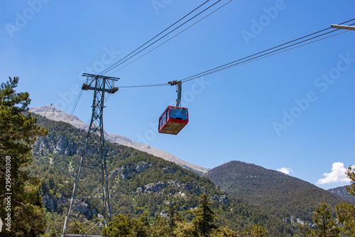 The funicular moves up to the top of the mountain.