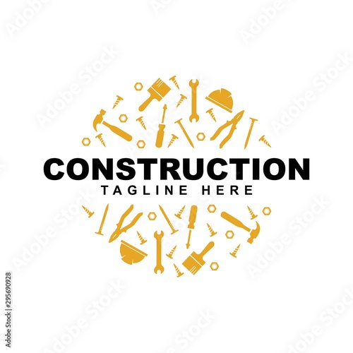 Hand tools symbol logo design template.construction equipment icon