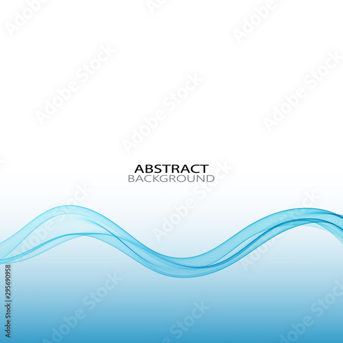  The movement of horizontal blue wave lines on an abstract background. Design element