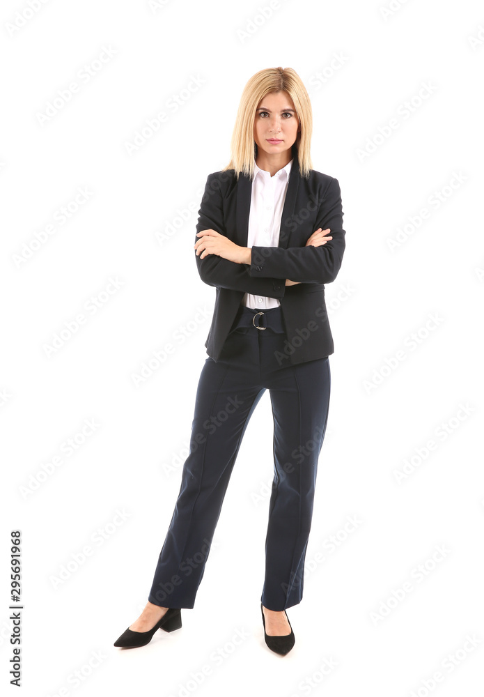 Beautiful stylish businesswoman on white background Beautiful stylish businesswoman on white background