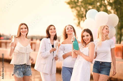 Beautiful young women drink...