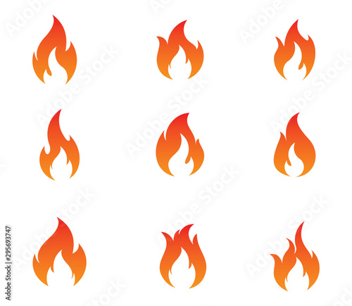 Fire flame logo set vector illustration design template