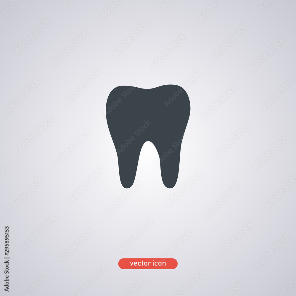 Tooth icon in flat style isolated on gray background. Vector illustration. Tooth icon in flat style isolated on gray background. Vector illustration.