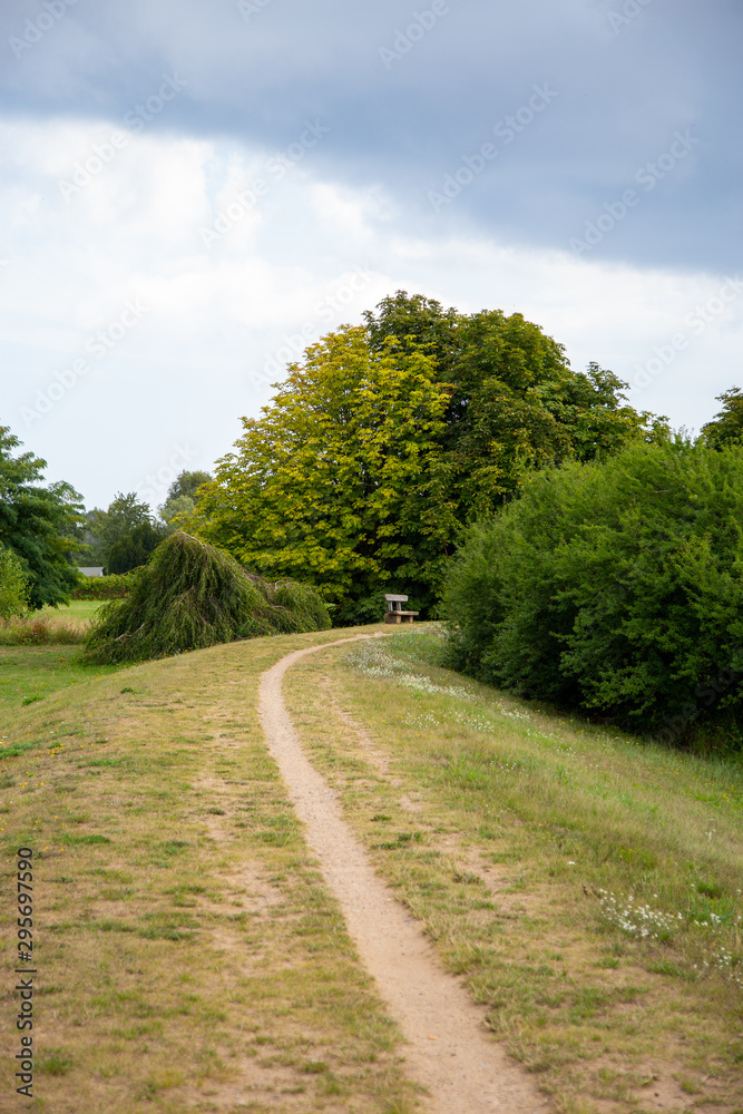 The idyllic cycle path in the small village of Zempin on the Achterwasser on the island of Usedom. The idyllic cycle path in the small village of Zempin on the Achterwasser on the island of Usedom.
