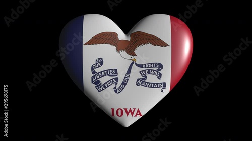 Iowa heart pulsate isolate on transparent background, protes 4444 footage with alpha channel, loop photo