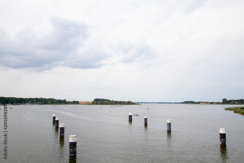 The view from the bridge to the Bodden from the Baltic Sea city Wolgast