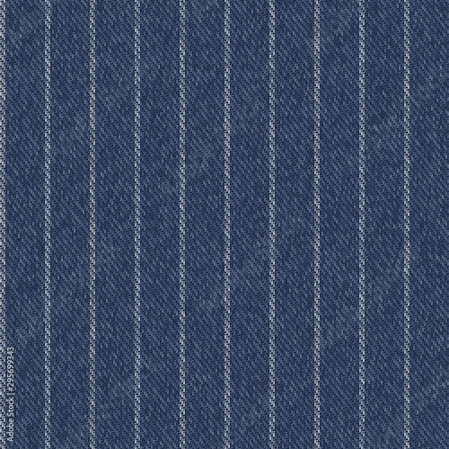 Pinstriped Denim Fabric Texture Seamless Repeat Vector Pattern Swatch.  Traditional indigo blue color.  Bold retro railroad stripes.  Youthful street smart utility fashion look.  Workwear style.