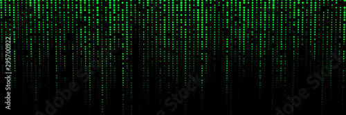 Abstract glitch green background. Vector particle pattern. Corrupted code.