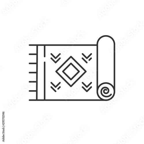 Home carpet linear icon. Textile item, fabric stuff. Doormat, kilim. Thin line contour symbols. Isolated vector outline illustration. Editable stroke