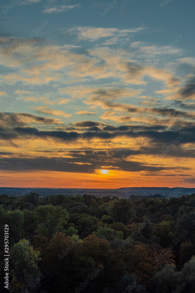 Sunset evening from Melnik castle in autumn color day