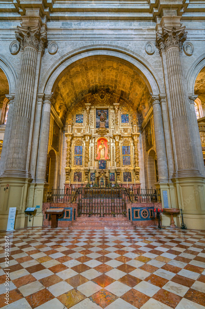 Chapel in the Cathedral of Malaga (Basilica de la Encarnacion), Andalusia, Spain. June-25-2019