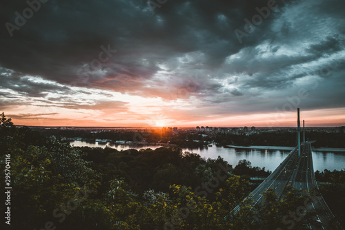 sunset over bridge 