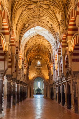 Interior of Mosque–Cathedral (Mezquita-Catedral) of Cordoba, Spain