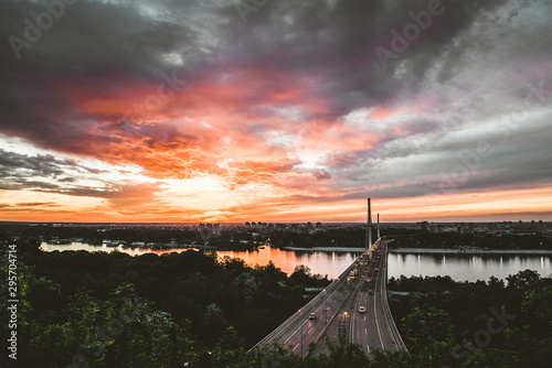 sunset over bridge