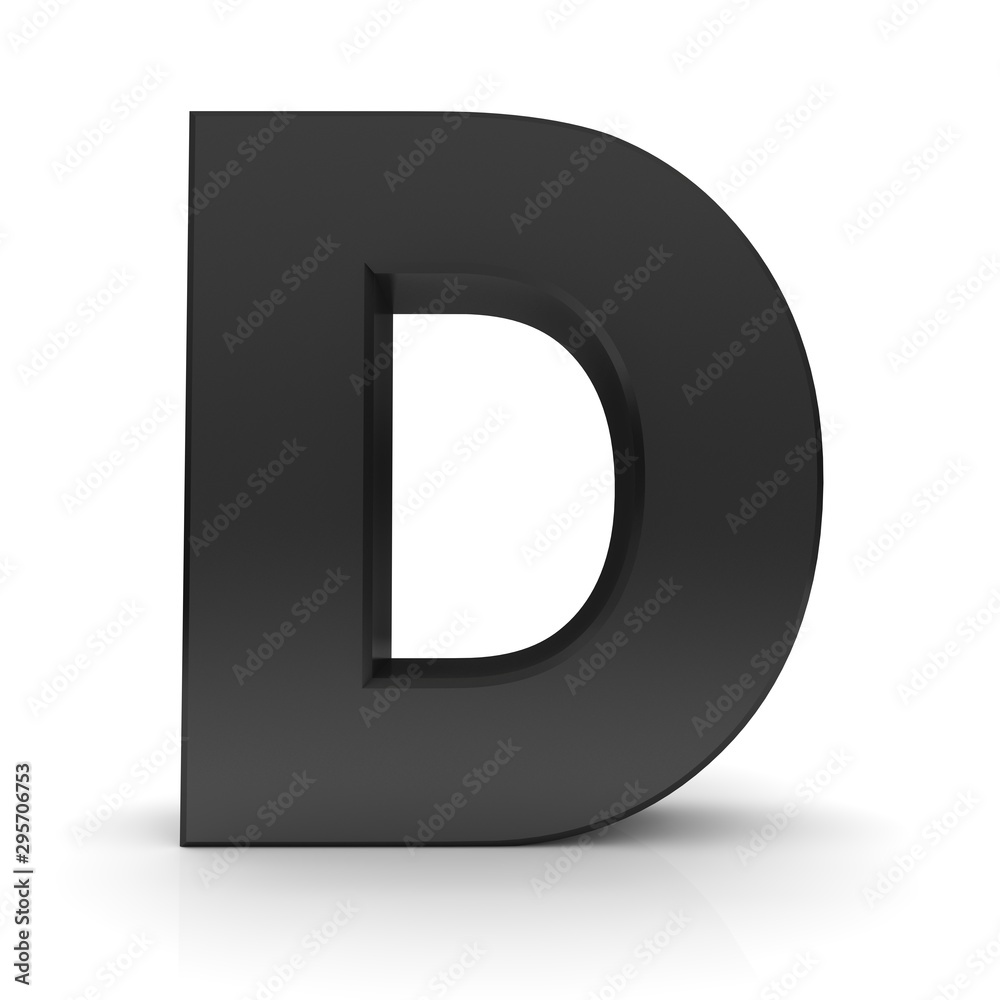 D letter black capital alphabet character sign 3d rendering isolated on white D letter black capital alphabet character sign 3d rendering isolated on white