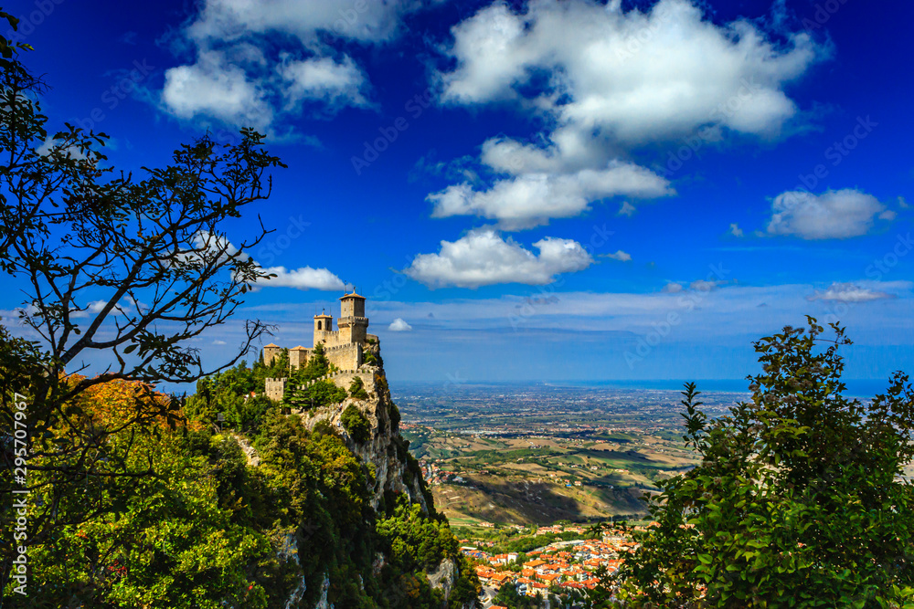 Scenic view of the Guaita Fortress (Prima Torre or La Rocca), San Marino