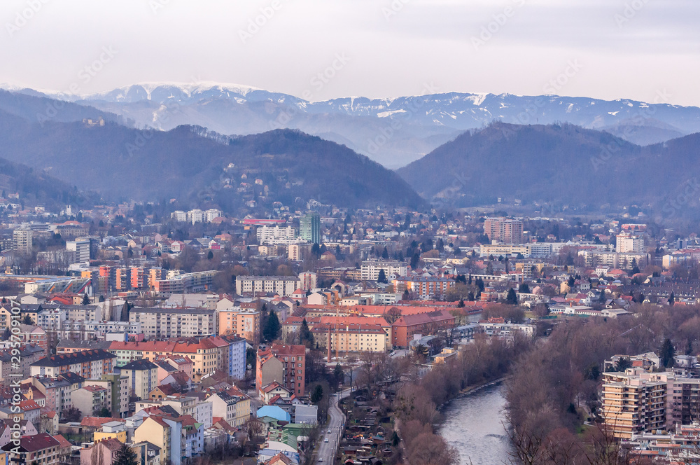 Graz Austria landscape cityscape river Mur Styria land 